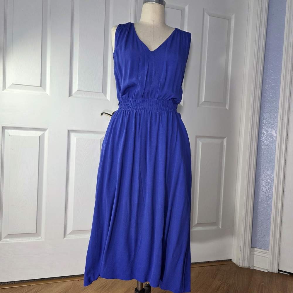 Kate Spade Royal Blue V-Neck Midi Dress